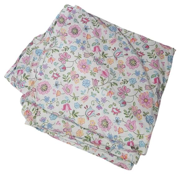 Pottery Barn Kids Full/Queen Cotton Pink Multicolor Floral Duvet Cover Cute